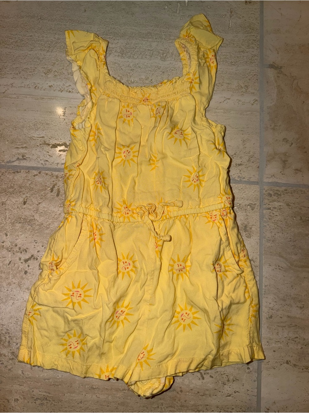 Cat & Jack Girls' Yellow Sun Print Sundress Romper
